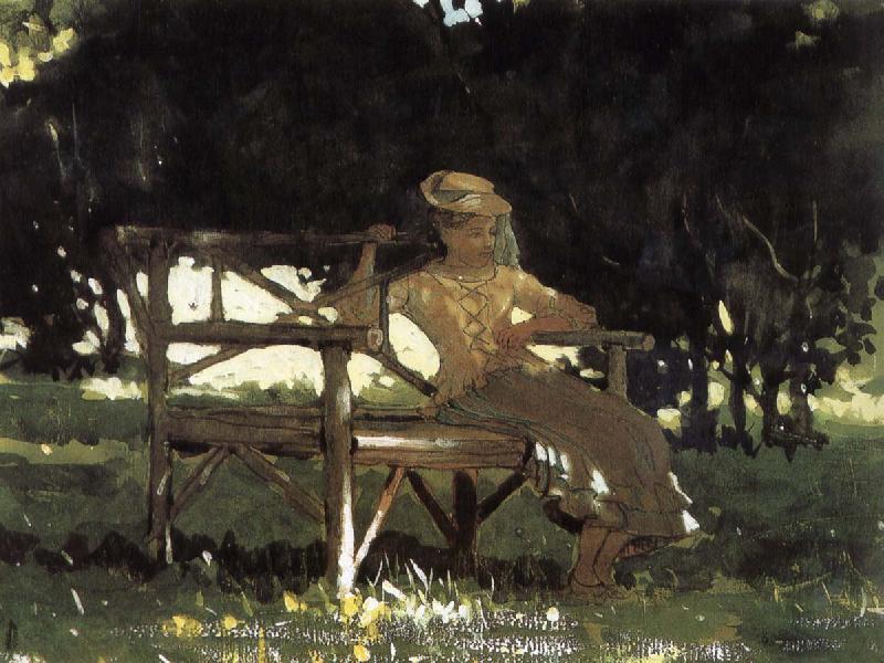 Winslow Homer Girls on the bench France oil painting art